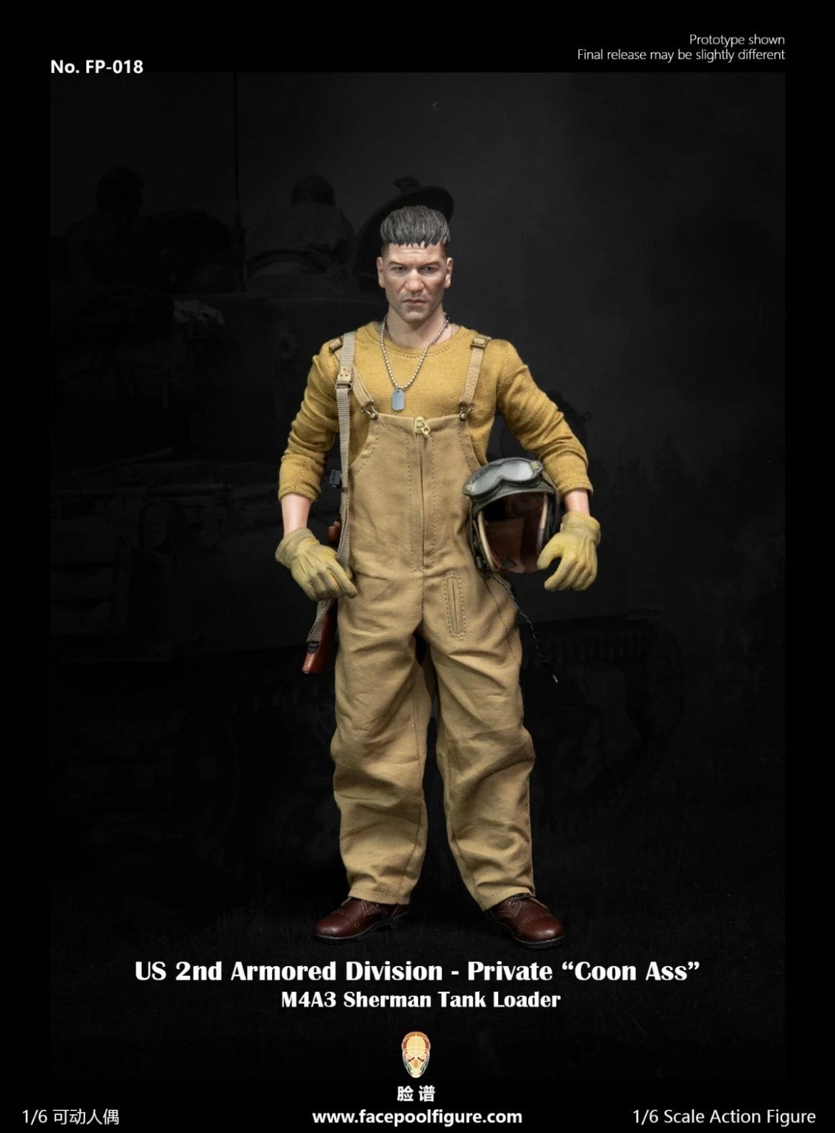 1/6 Scale WWII US Tank Loader Coon Ass Fury - NIB Facepool