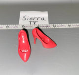 1:6 Scale Modern Civilian Female Red High Heel Shoes