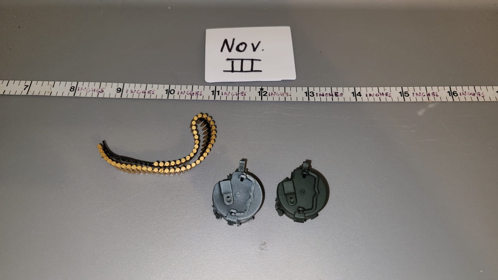 1:6 Scale WWII German Machine Gun Snail Drums with Ammunition Belt