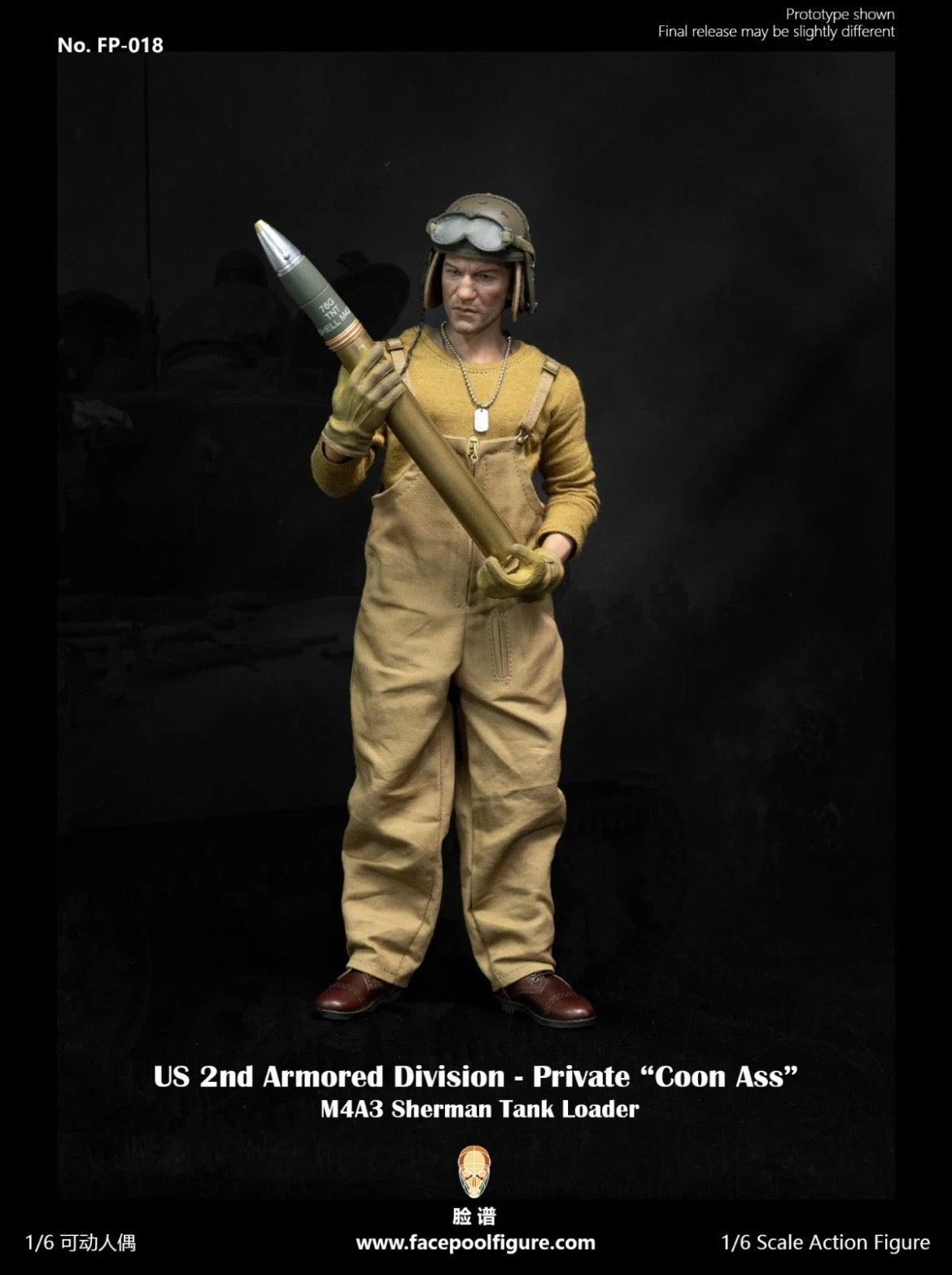 1/6 Scale WWII US Tank Loader Coon Ass Fury - NIB Facepool