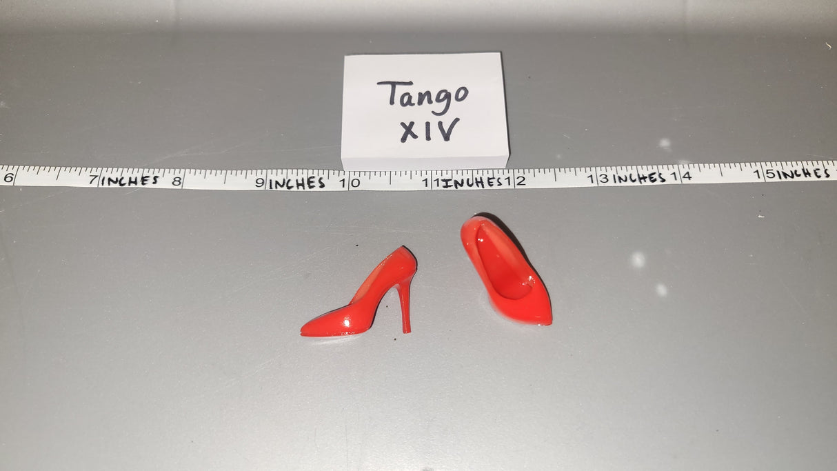 1:6 Scale Modern Civilian Female Red High Heel Shoes