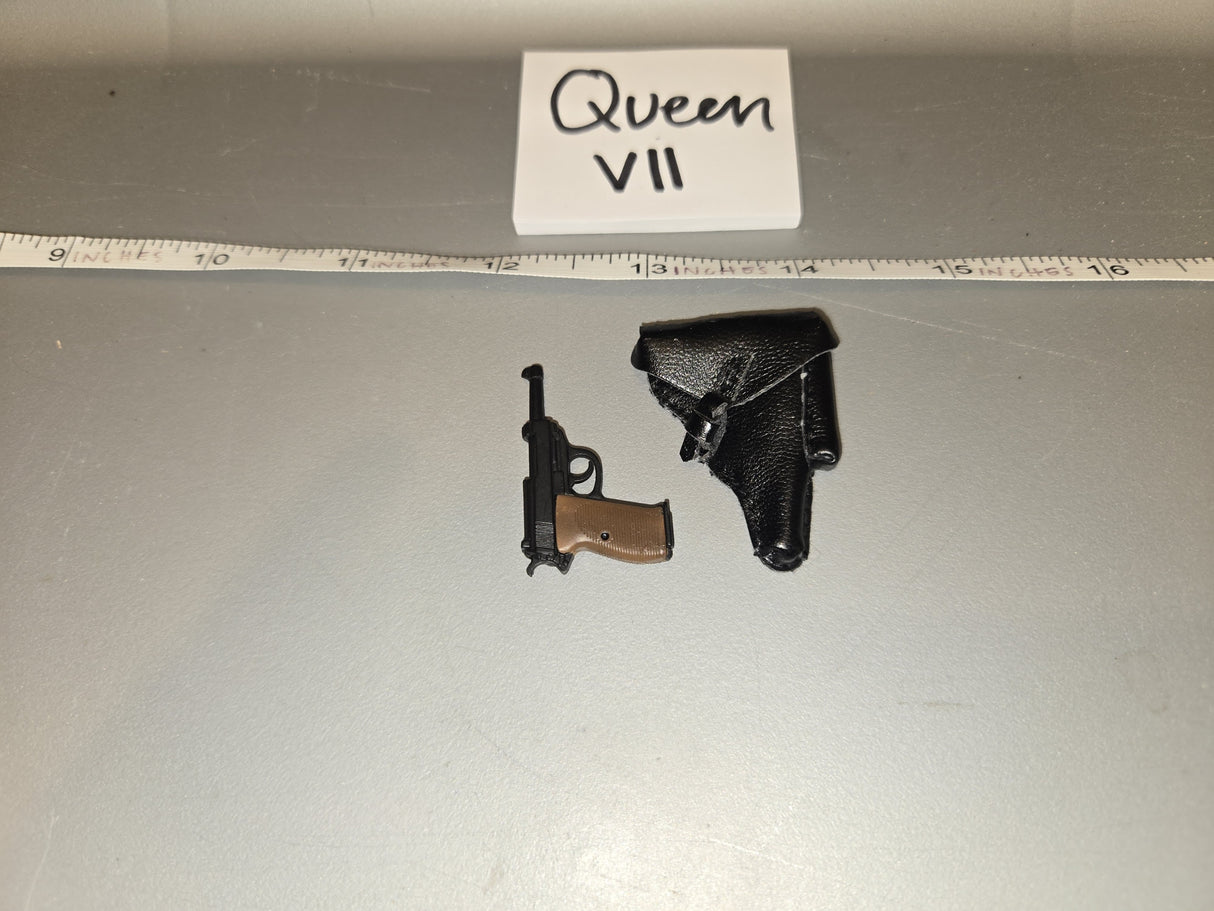 1/6 Scale WWII German Pistol and Holster - Leather