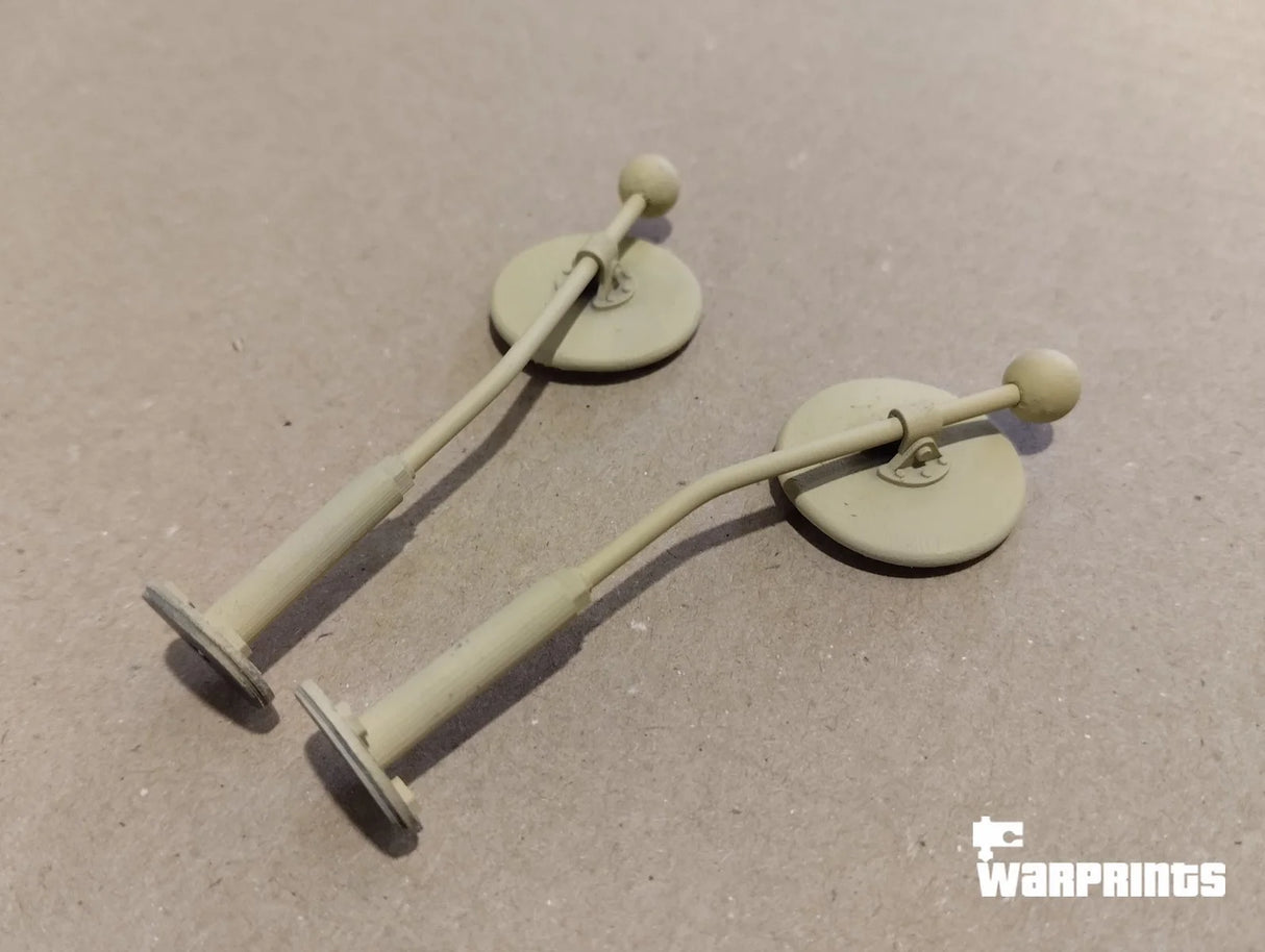 1/6 Scale WWII German Vehicle Halftrack Rear View Side Mirrors - Unfinished Model Kit - Warprints