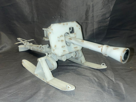 1/6 Scale WWII German Winter Camouflage Pak-36 Antitank Gun with Ski Carriage