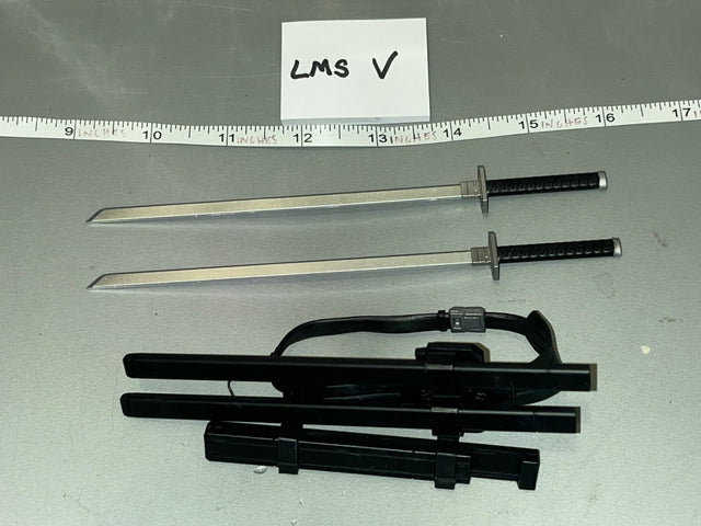 1/6 Scale Modern Era Dual Katana Swords with Back Scabbard Harness - Storm Shadow GI Joe VS Cobra Threezero LMS V