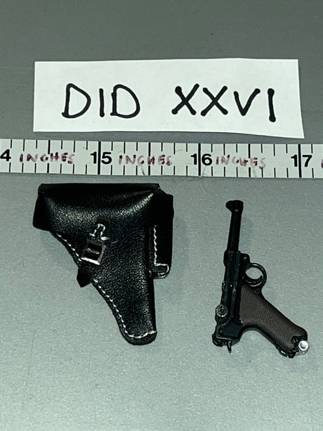 1/6 Scale WWII German Luger P08 Pistol with Holster - WWII German Polizei Division DID DID XXVI