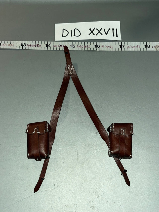 1/6 Scale WWII German Double Ammunition Pouch Set with Y-Strap Suspender - WWII German Polizei Division DID DID XXVII