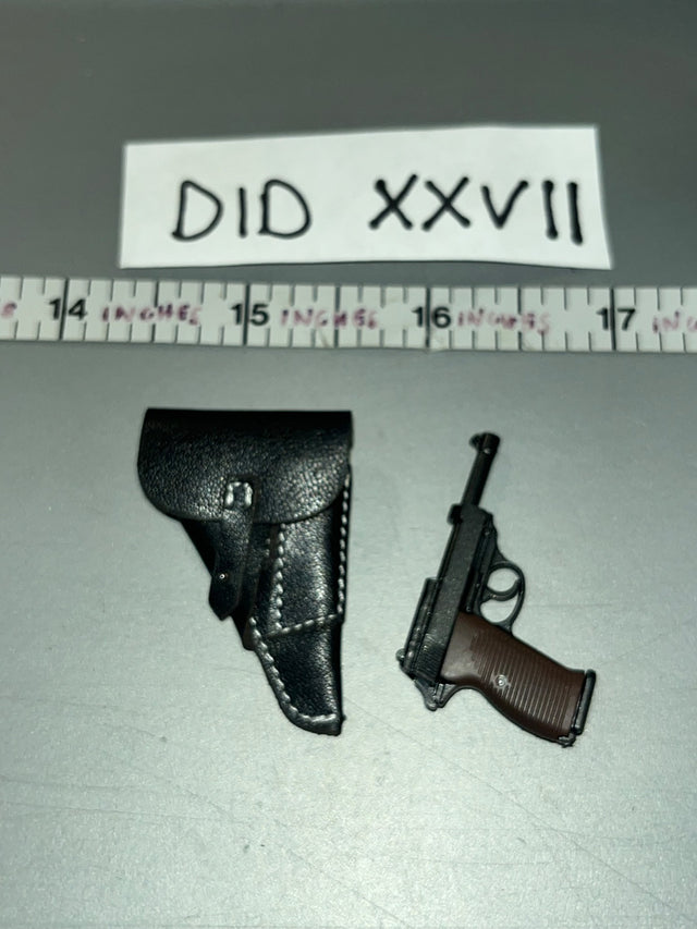 1/6 Scale WWII German Walther P38 Pistol with Holster - WWII German Polizei Division DID DID XXVII
