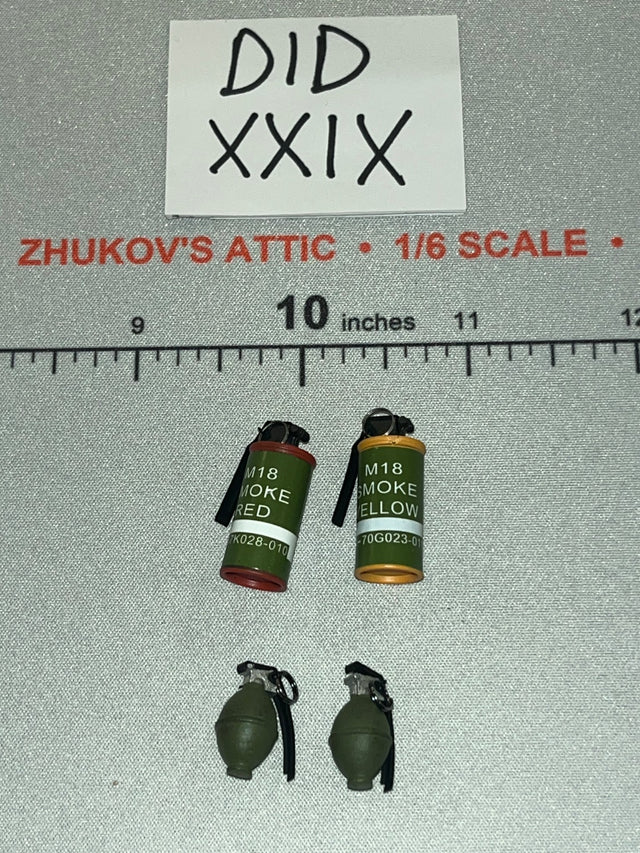 1/6 Scale Vietnam Era US M18 Smoke Grenades and M26 Fragmentation Grenades Set - V80184 1/6 Vietnam War U.S. Army – Colonel James DID