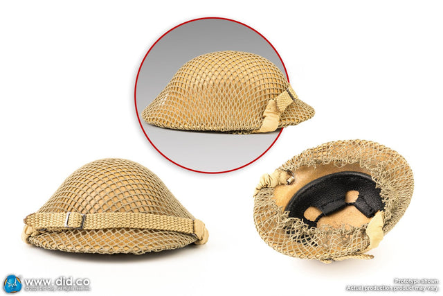 *Preorder* 1/6 Scale Helmet (metal) with inner liner (genuine leather) and net - 1/6 WWII British SAS Special Forces Colonel – Alan - DID K80197 DID
