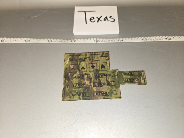 1/6 Scale Modern US Army OCP Multicam Name Tape and Rank Insignia Sheet - Texas