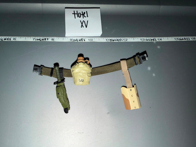 1/6 Scale Modern Era US Web Belt with Canteen, Knife, and Drop Leg Holster - Hotel XV
