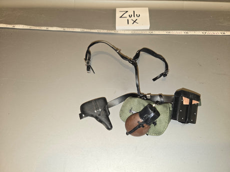 1/6 Scale WWII German Field Gear Set with Belt, Holster, Canteen, Bread Bag, and Kar98k Triple Ammunition Pouch - Zulu IX