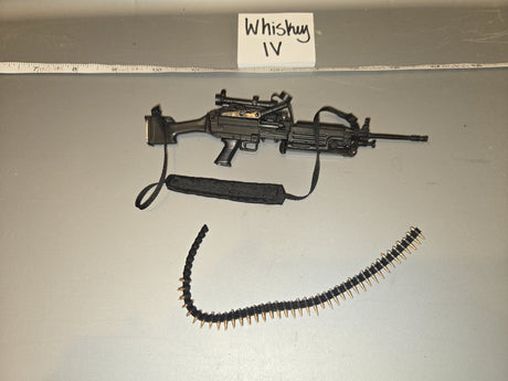1/6 Scale Modern Era US M249 SAW Machine Gun with Ammo Belt and Sling - Whiskey IV