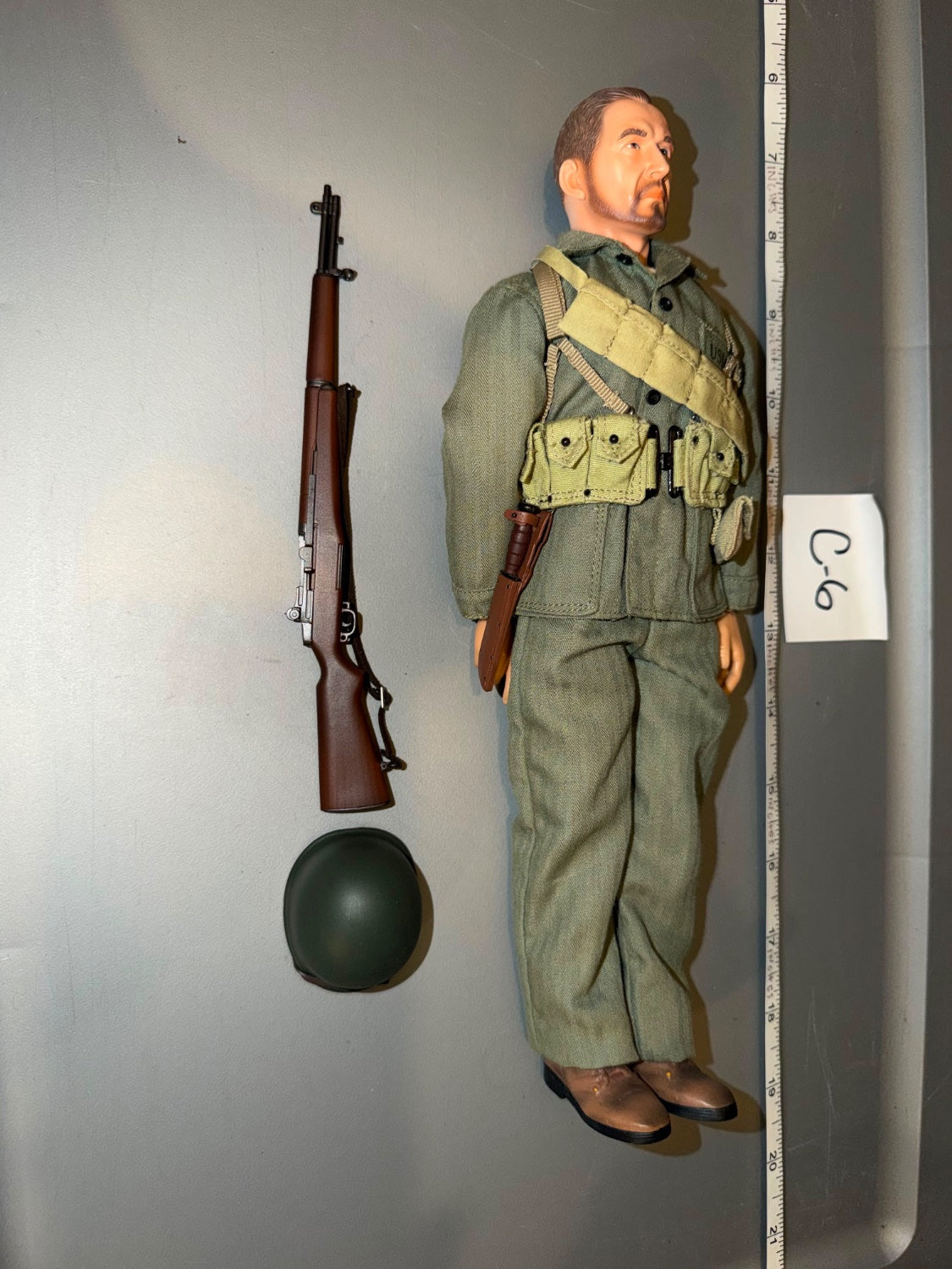 1/6 Scale Vietnam Era US Soldier Figure with M14 Rifle, Helmet, and Gear - C-6