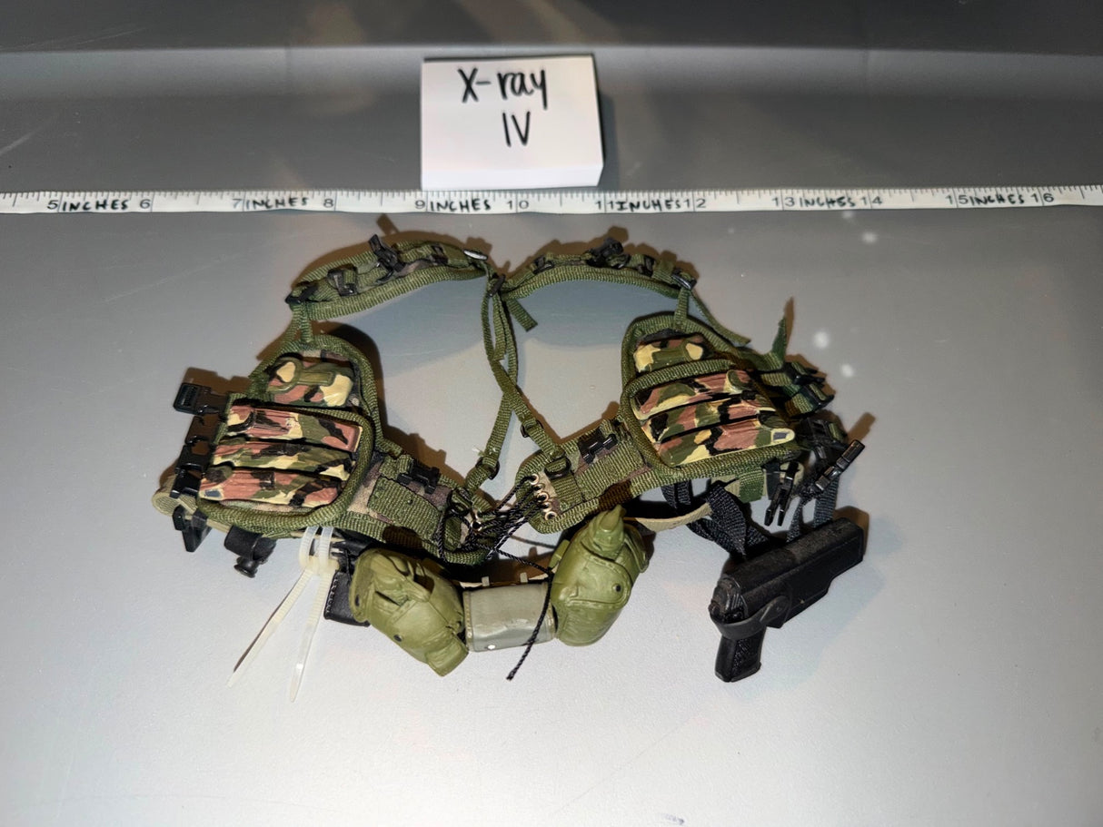 1/6 Scale Modern Era Camouflage Tactical Vest with Belt, Canteens, and Pistol - X-ray IV