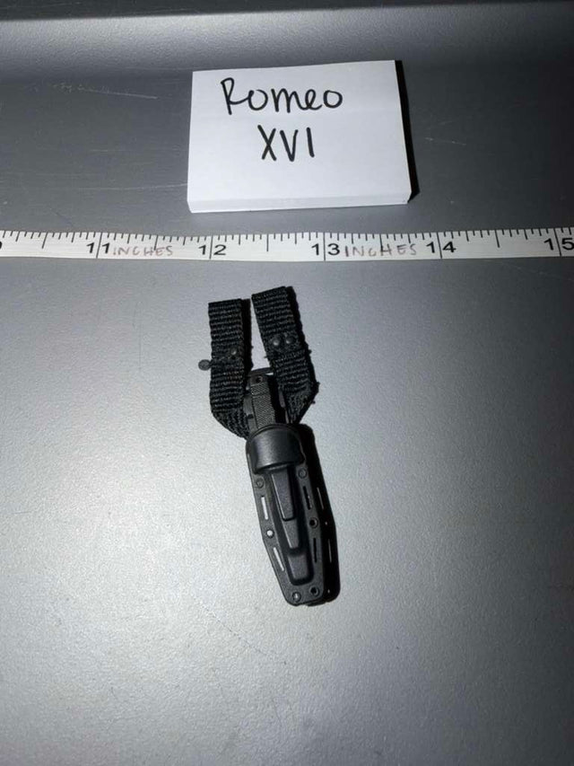 1/6 Scale Modern Era Tactical Fixed Blade Knife with Drop Leg Sheath - Romeo XVI