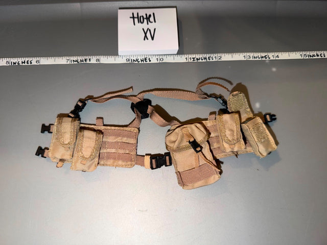 1/6 Scale Modern Era Desert Tan Chest Rig Harness with Pouches - Hotel XV