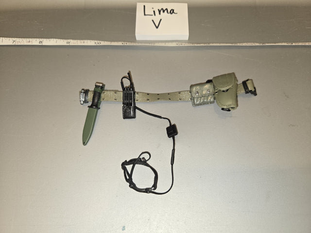 1/6 Scale Modern Era US Soldier Web Belt with M16 Bayonet, Radio Pouch, Ammunition Pouches, and Headset - Lima V