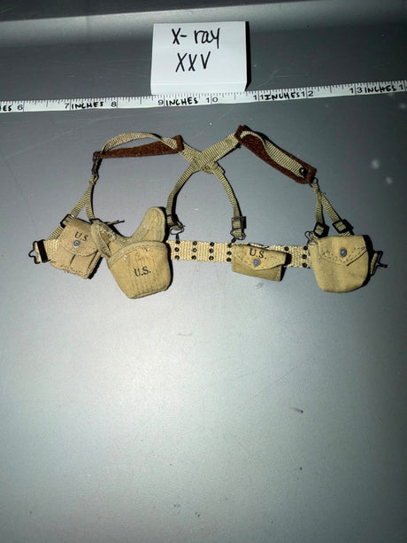 1/6 Scale WWII US M1923 Cartridge Belt with Suspenders and Pouches - X-ray XXV