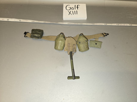1/6 Scale Vietnam Era US Web Belt with Canteens, Pouches, and Entrenching Tool - Golf XIII