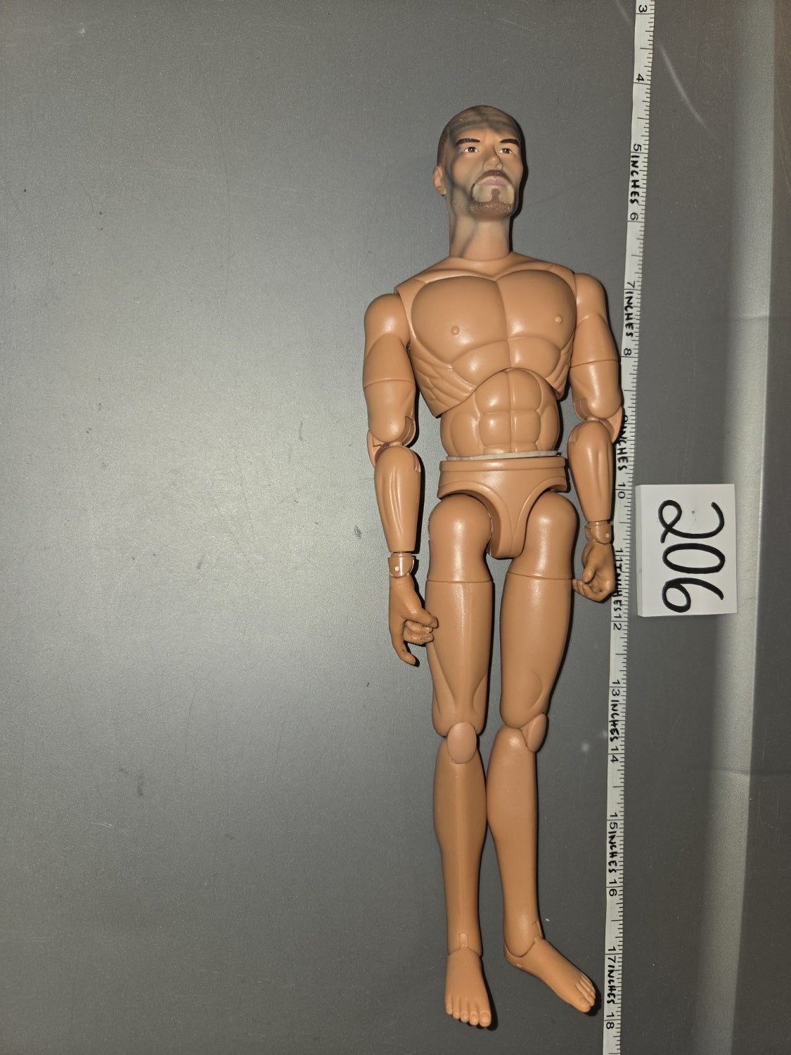 1/6 Scale Nude Male Muscular Figure Body with Bearded Head Sculpt - 306