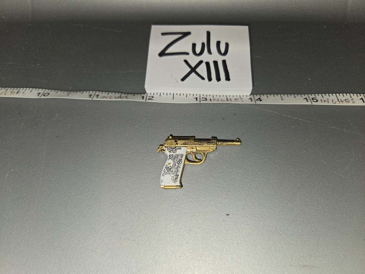 1/6 Scale WWII German Walther P38 Gold Engraved Pistol - Zulu XIII