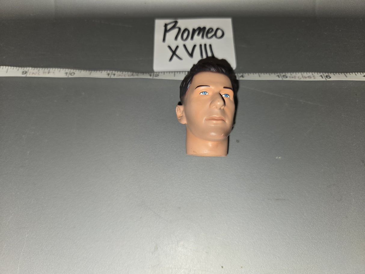 1/6 Scale Male Head Sculpt with Dark Hair and Blue Eyes - Romeo XVIII