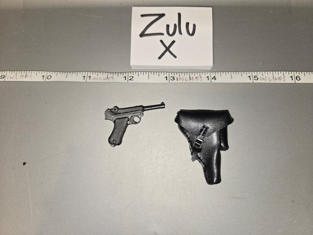 1/6 Scale WWII German Luger P08 Pistol and Holster - Zulu X