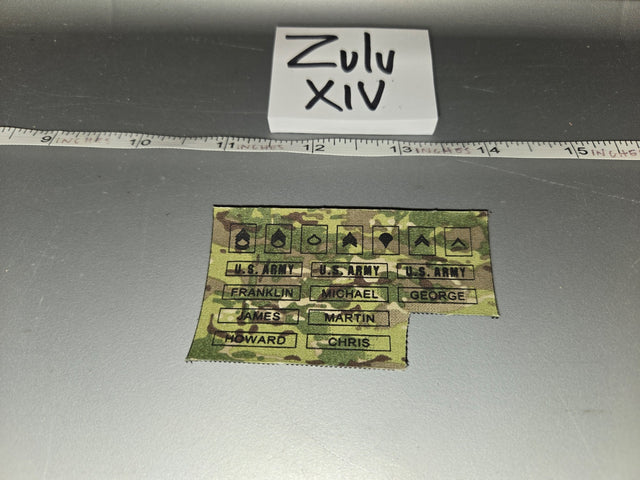 1/6 Scale Modern US Army OCP Multicam Name Tape Rank Insignia Sheet - Zulu XIV