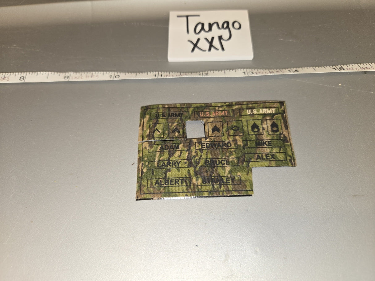 1/6 Scale Modern Era US Army OCP Multicam Name Tape and Rank Insignia Sheet - Tango XXI