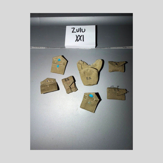 1/6 Scale WWII US Field Gear Pouch Lot - No lift dot snap