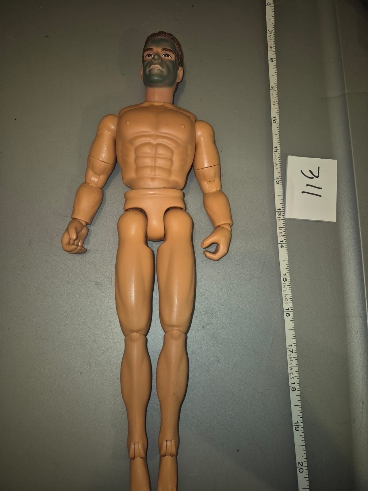 1/6 Scale Nude Male Action Figure Body with Camouflage Face Paint - Powerteam