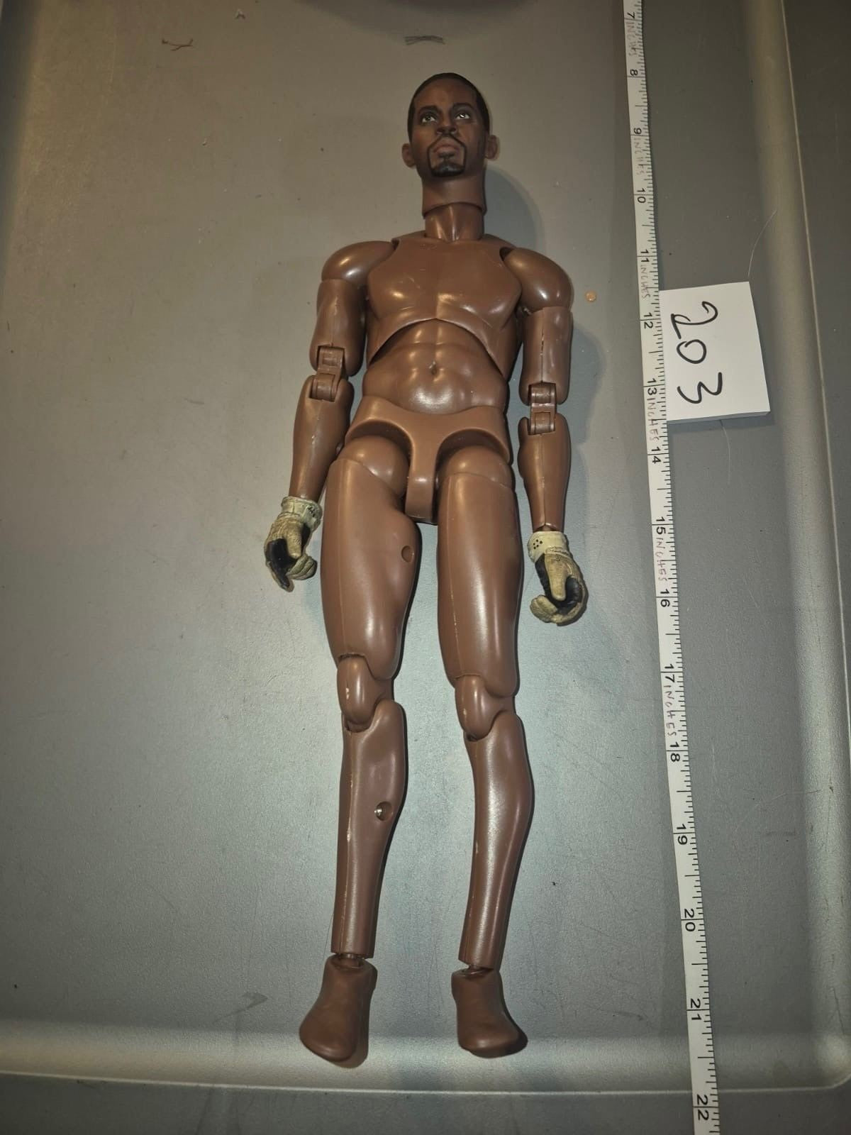 1/6 Scale Modern Nude Male African American Action Figure Body with Gloved Hands