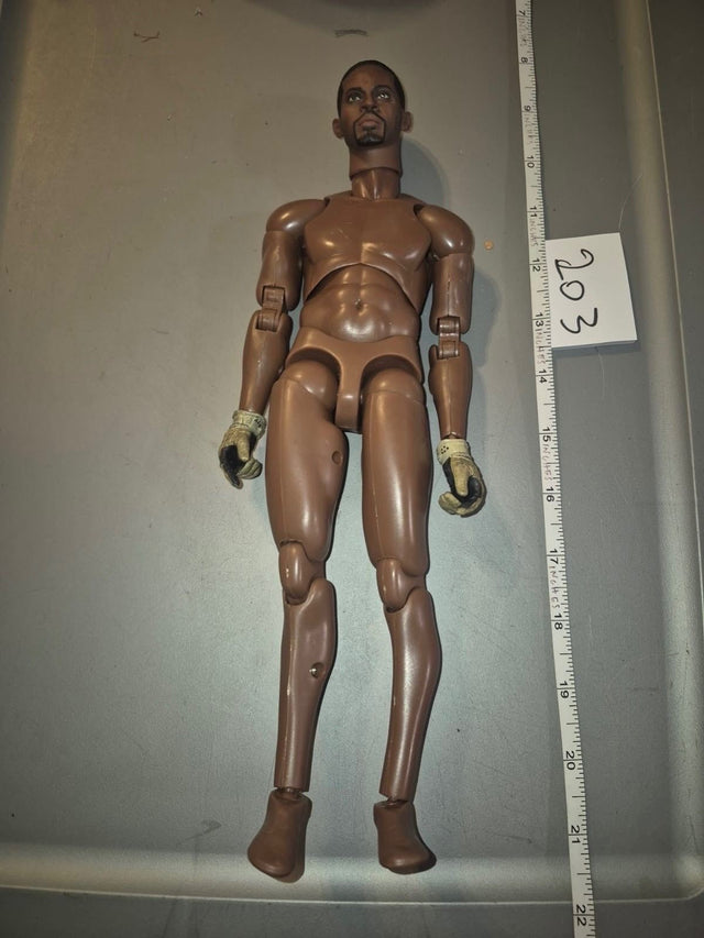 1/6 Scale Modern Nude Male African American Action Figure Body with Gloved Hands
