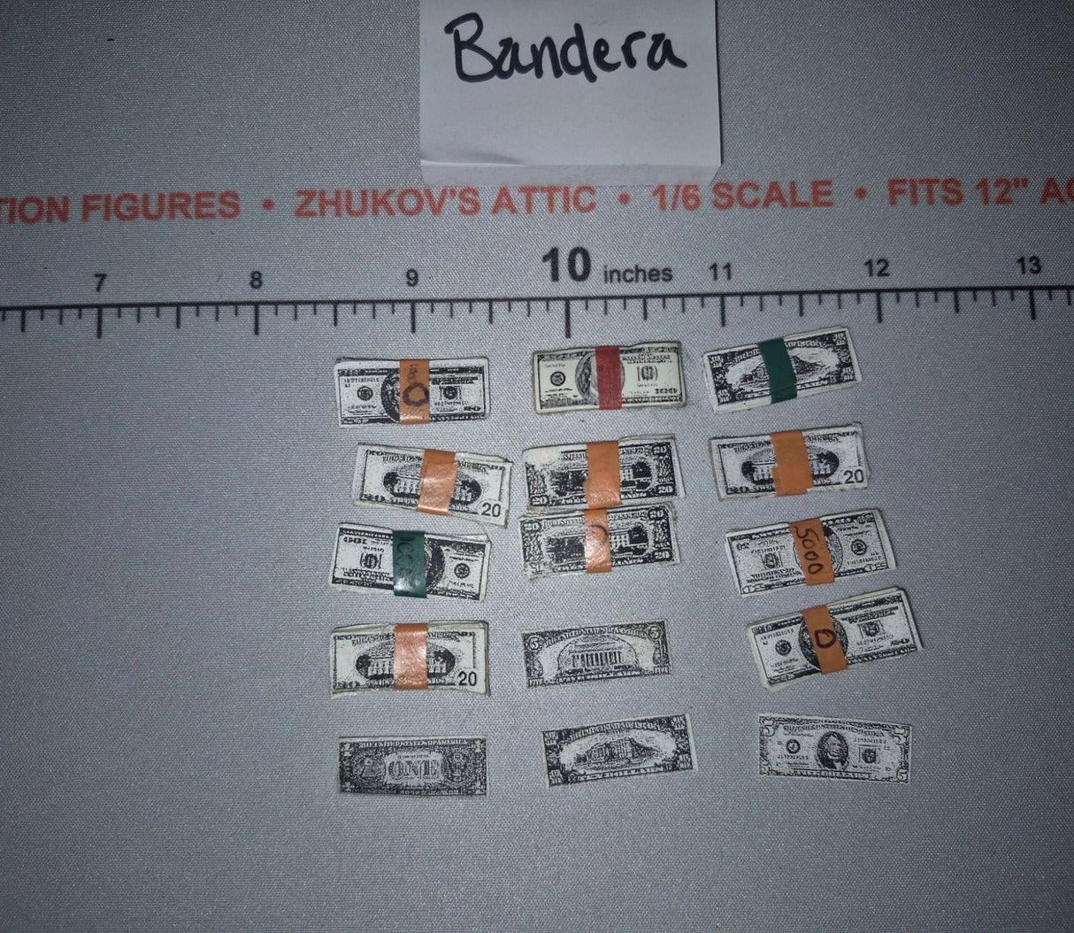 1/6 Scale Modern Era US Currency Money Stacks and Bills Set