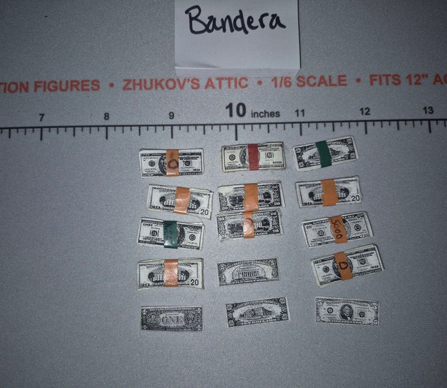 1/6 Scale Modern Era US Currency Money Stacks and Bills Set