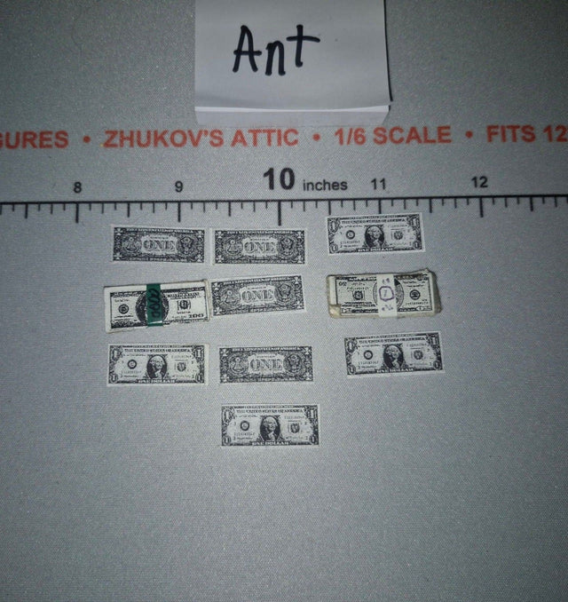 1/6 Scale Modern Era US Currency One Dollar Bills and Money Bundle Set