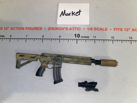 1/6 Scale Modern Era US M4 Carbine Rifle with Suppressor and Optic Sight - Easy and Simple