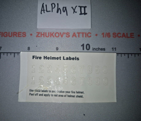 1/6 Scale Fire Helmet Number Labels Sheet
