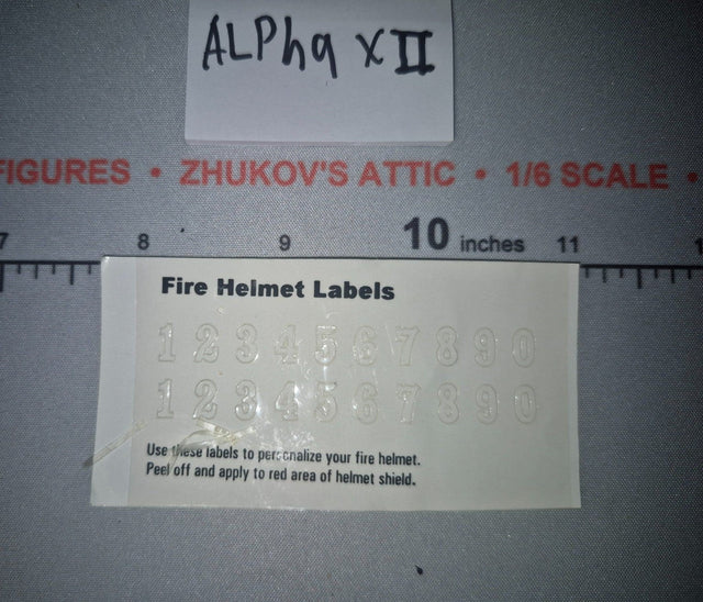 1/6 Scale Fire Helmet Number Labels Sheet