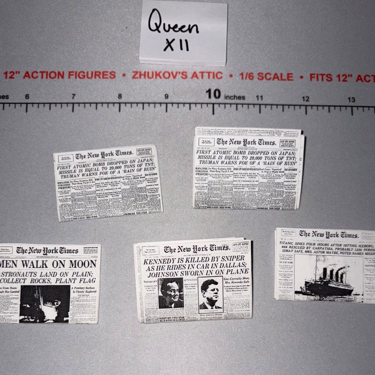 1/6 Scale Historical New York Times Newspaper Front Page Set- Diorama Item