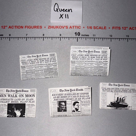 1/6 Scale Historical New York Times Newspaper Front Page Set- Diorama Item