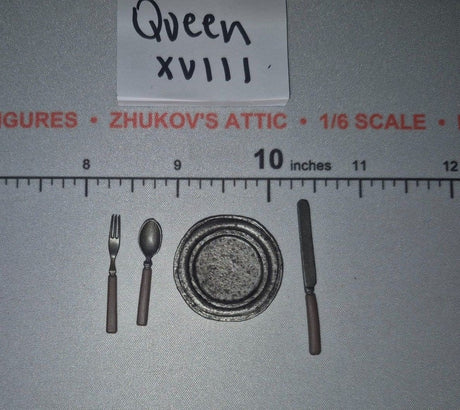 1/6 Scale Civil War Western Plate Fork Spoon and Knife - Sideshow