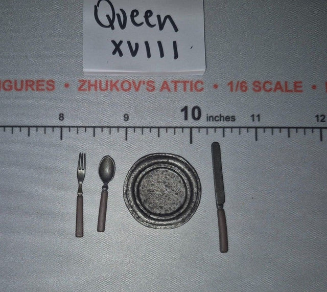 1/6 Scale Civil War Western Plate Fork Spoon and Knife - Sideshow
