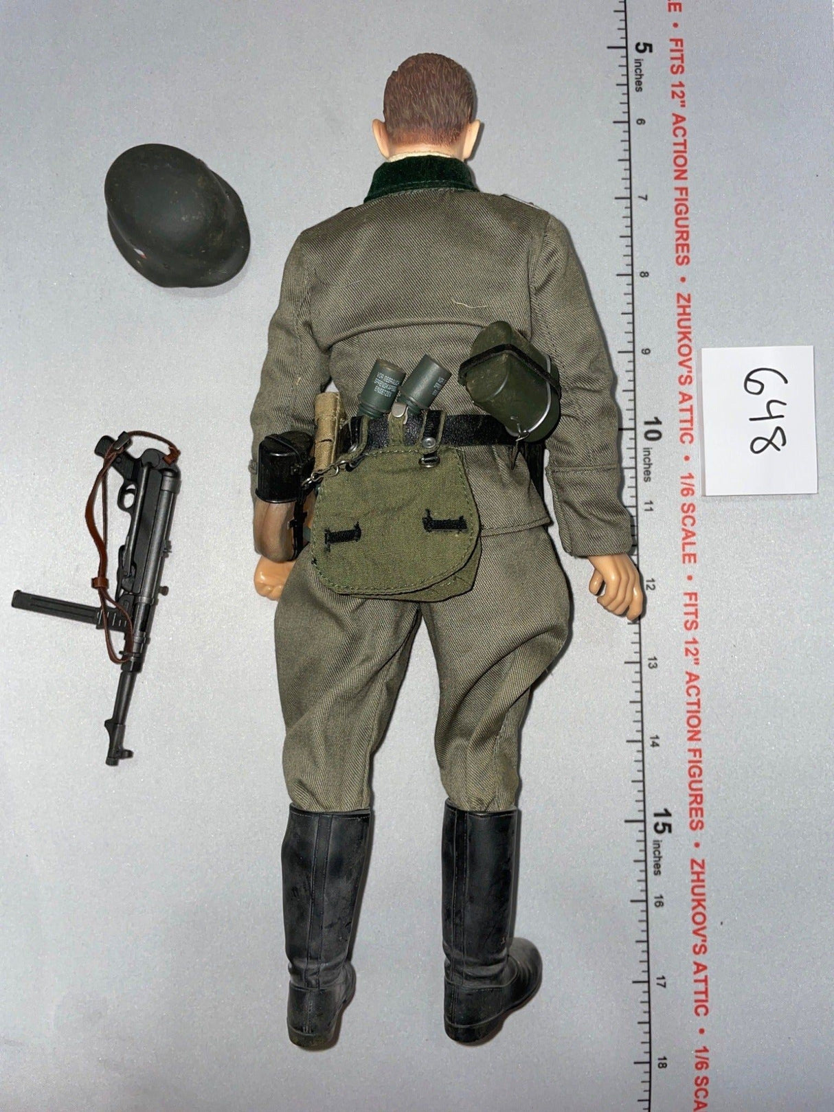 1:6 Scale WWII German Heer Dressed Figure with Helmet and Submachine Gun