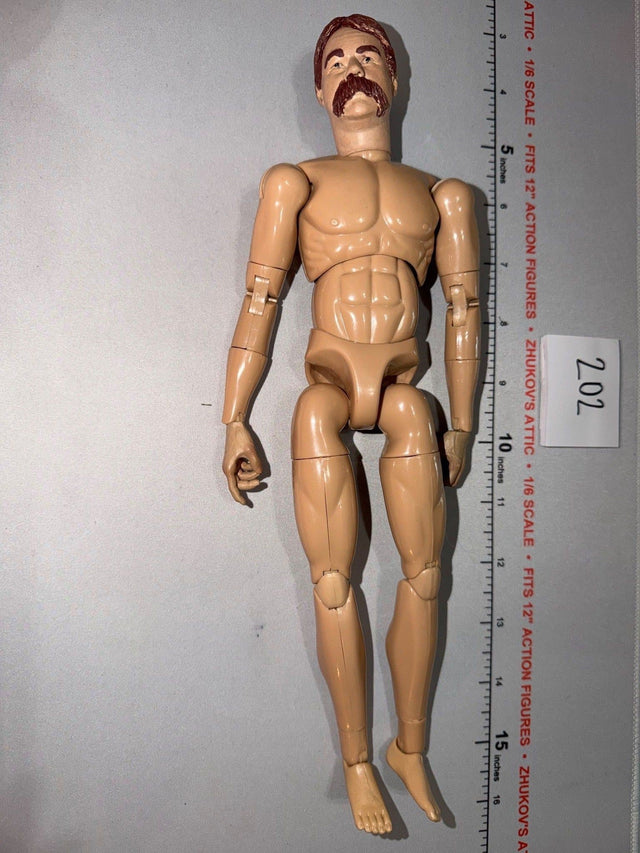 1/6 Scale Nude Male Action Figure Body with Mustached Western Head Sculpt - Sideshow