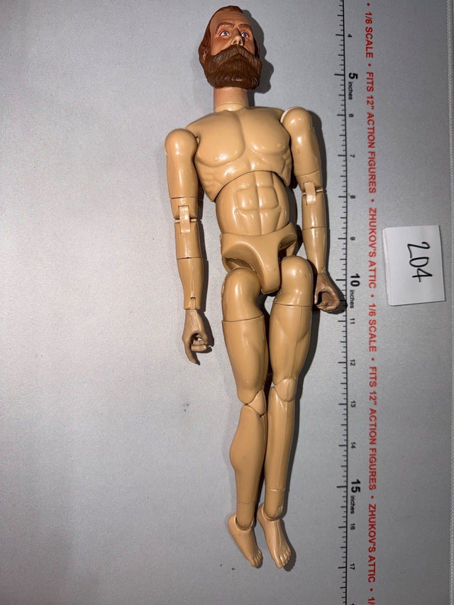 1/6 Scale Sideshow Nude Male Action Figure Body with Bearded Civil War Head Sculpt