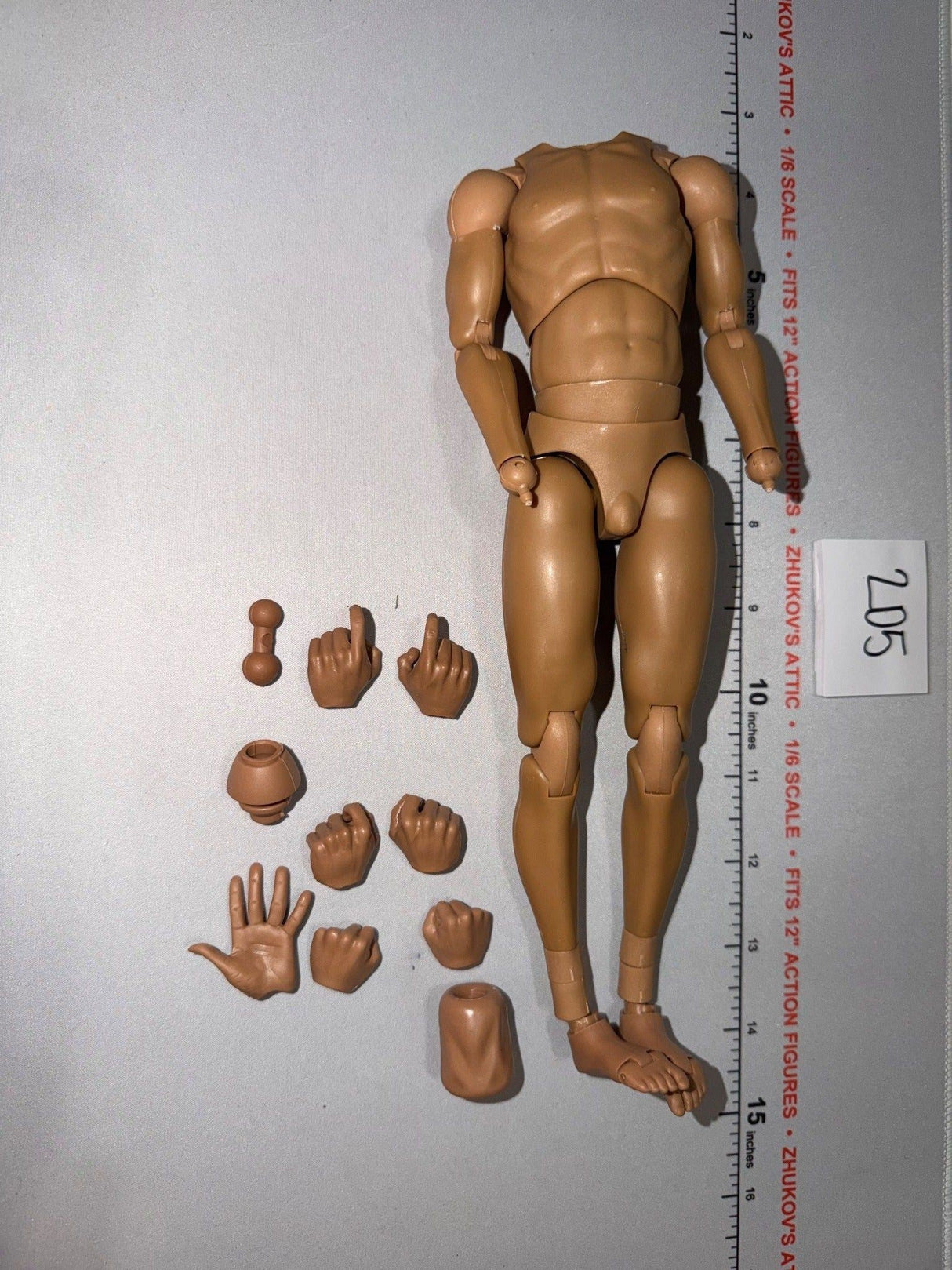 1/6 Scale Nude Male Action Figure Body with Interchangeable Hands