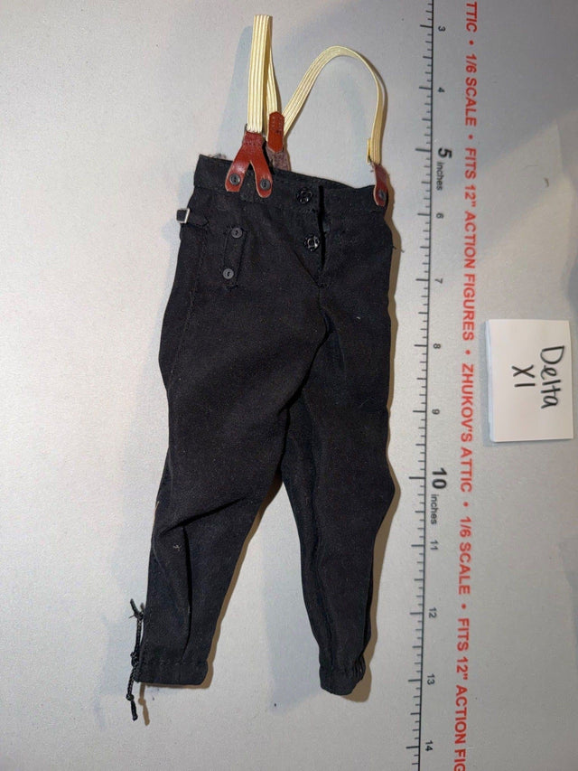 1/6 Scale WWII German Black Tanker Pants with Suspenders